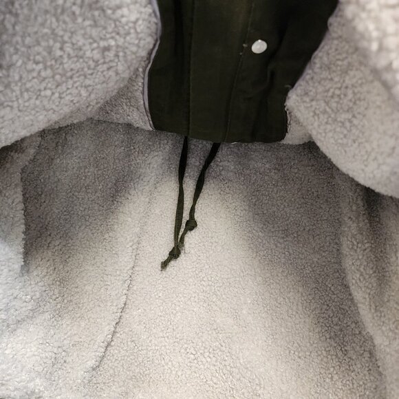Steve Madden Jacket Coat Sm Army Green Zip Button Chore Sherpa Collar Pockets - Picture 10 of 13